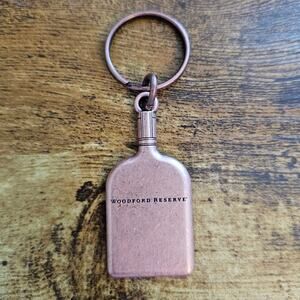 Woodford Reserve Bottle Shaped Metal Keychain Copper Tone Promo Bourbon Bar